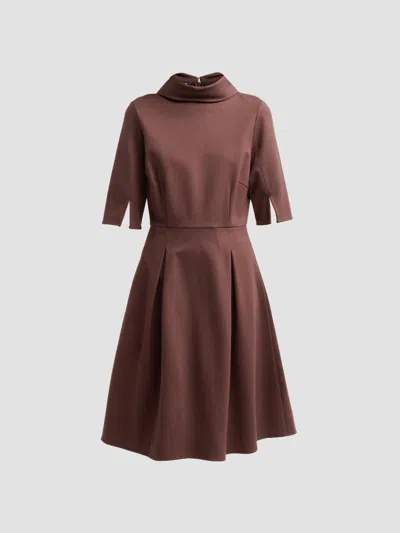 Misook A-line Pleated Luxestretch Ponte Dress In Burgundy