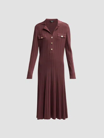 Misook Women's Rib-knit A-line Midi Dress In Mahogany