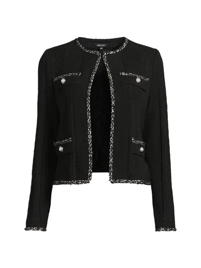 Misook Women's Rib-knit Long-sleeve Jacket In Black