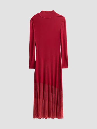 Misook Women's Rib-knit Sheer-hem Maxi Dress In Red