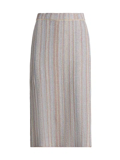 Misook Multi-color Straight Knit Midi Skirt In Gray