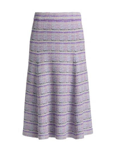 Misook Women's Striped Tweed Knit Midi-skirt In Powder Blue Multi