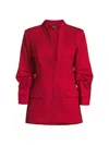 Misook Ruched Sleeve Ponte Jacket In Red