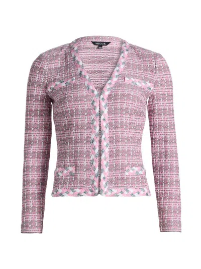 Misook Women's Tweed Knit Jacket In Pink