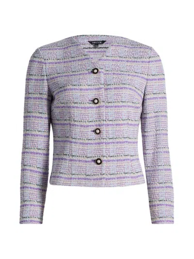 Misook Women's Tweed Knit Jacket In Powder Blue Multi