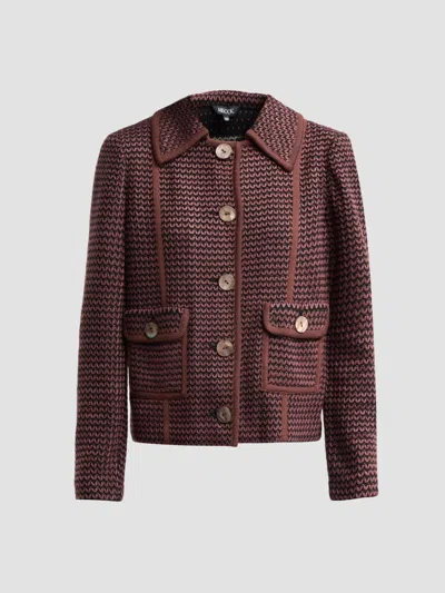 Misook Women's Zigzag Knit Relaxed Jacket In Mahogany Black