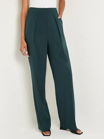 Misook Woven Tailored Wide Leg Pant In Green