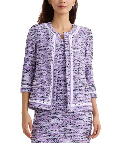 Misook Wrinkle Resistant Eyelash Knit Jacket In Neutral