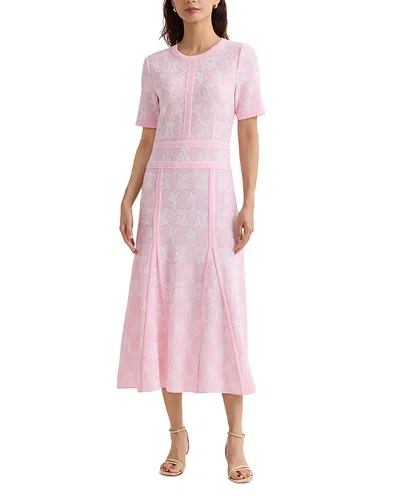 Misook Wrinkle Resistant Intarsia Knit Midi Dress In Pink