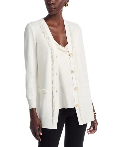 Misook Wrinkle Resistant Knit Cardigan Sweater In White