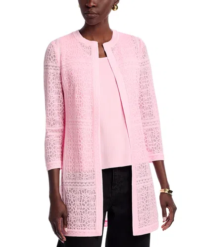 Misook Heritage Tonal Burnout Knit Jacket In Pink