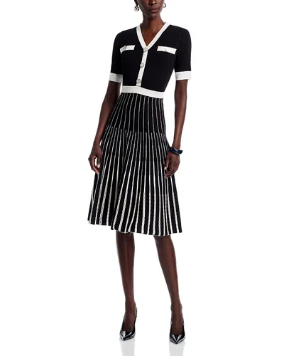 Misook Wrinkle Resistant Monochrome Soft Knit Dress In Black