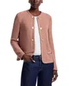 Misook Relaxed Lightweight Soft Tweed Knit Jacket In Pink