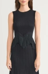 Misook X Lani Lynn Fringe Trim Knit Sleeveless Top In Black