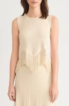 Misook X Lani Lynn Fringe Trim Knit Sleeveless Top In Neutral