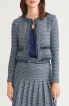 Misook X Lani Lynn Fringe Trim Tweed Jacket In Multi