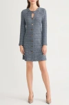 Misook X Lani Lynn Keyhole Cutout Tweed Knit Minidress In Gray