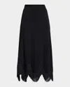 Misook X Lani Lynn Scalloped Fringe-hem Knit Maxi Skirt In Black