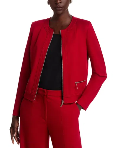 Misook Zip Front Jacket In Red