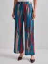 Misook Zipper Fly Brushtroke Woven Wide Leg Pant In Multi