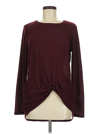 Pre-owned Miss 2 Day Long Sleeve Top Burgundy Crew Neck Tops
