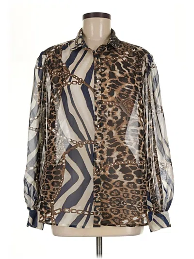 Pre-owned Miss Avenue Long Sleeve Blouse In Brown
