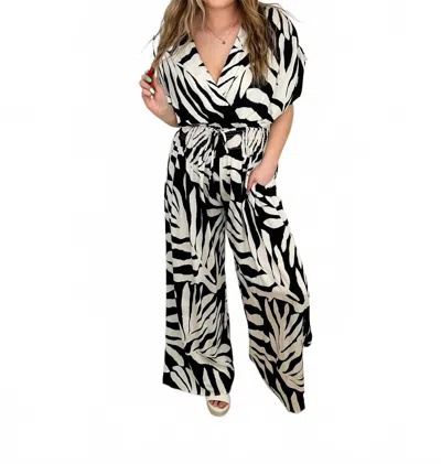 Miss Avenue Set Me Up Rayon Blend Short Sleeve Jumpsuit In Black