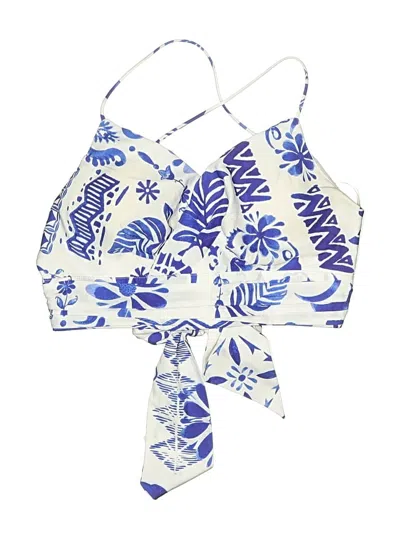 Pre-owned Miss Avenue Swimsuit Top Blue Print Pattern Swimwear