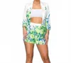 Miss Avenue Vanya Floral Blazer Short Set In Ivory/green In Multi