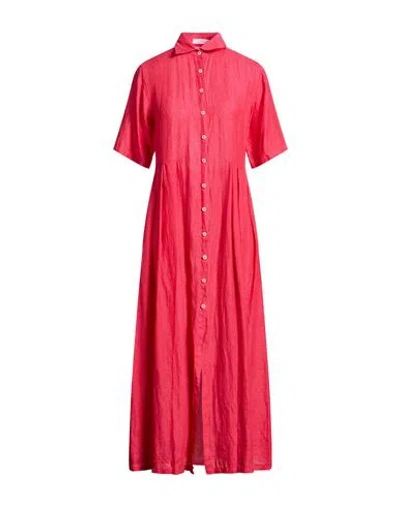 Miss Bastoncino Woman Maxi Dress Coral Size Xl Linen In Red