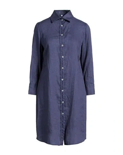 Miss Bastoncino Woman Midi Dress Blue Size L Linen