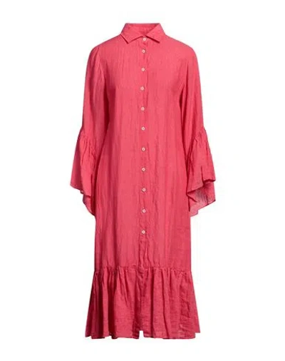 Miss Bastoncino Woman Midi Dress Tomato Red Size M Linen