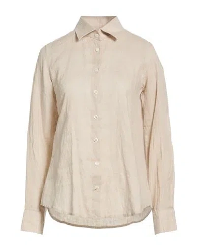 Miss Bastoncino Woman Shirt Beige Size L Linen In Neutral