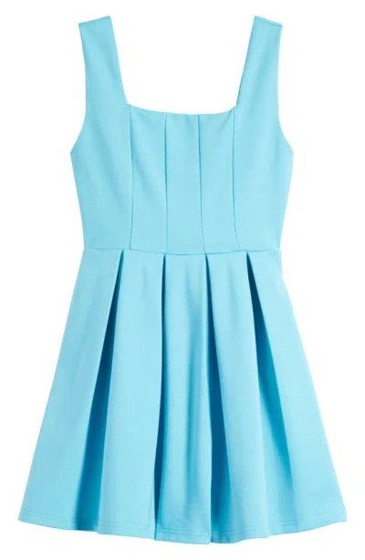 Miss Behave Kids' Sleeveless Box Pleat Dress In Turquoise