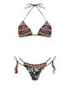 Miss Bikini Black Triangle Lace Bikini Set In Multi