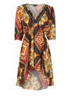 Miss Bikini Vibrant Multicolor Viscose Dress With 3/4 Sleeves In Multi