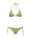 Miss Bikini Luxe Woman Bikini Light Green Size M Polyamide, Elastane, Metallic Fiber