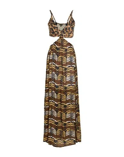 Miss Bikini Luxe Woman Maxi Dress Brown Size 6 Polyester, Polyamide, Elastane