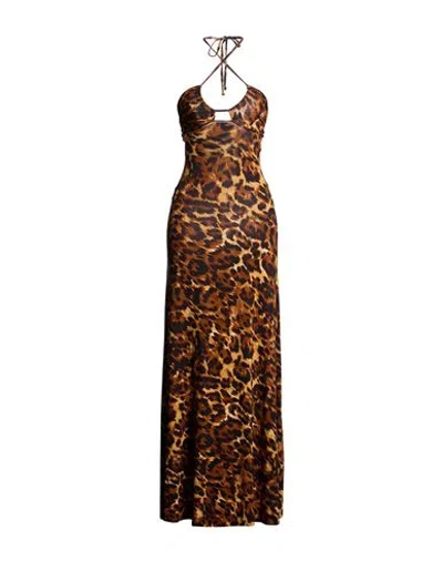 Miss Bikini Luxe Woman Maxi Dress Brown Size 8 Viscose, Elastane In Multi