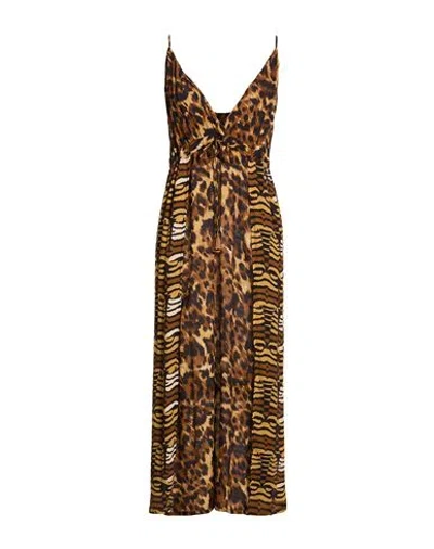 Miss Bikini Luxe Woman Midi Dress Brown Size 8 Viscose