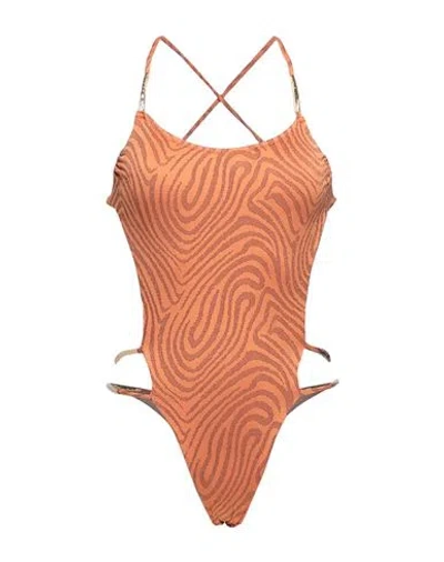 Miss Bikini Luxe Woman One-piece Swimsuit Orange Size M Polyamide, Elastic Fibres