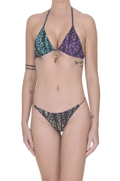 Miss Bikini Metal Details Bikini In Multicoloured
