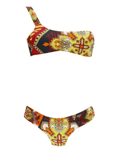 Miss Bikini Multicolor Bandeau Bikini In Yellow