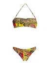 Miss Bikini Multicolor Bikini With Studded Bandeau Top In Multi