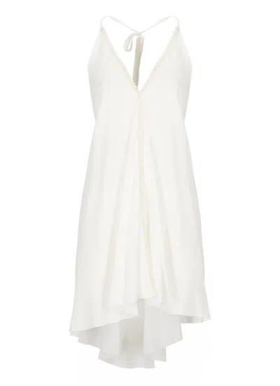 Miss Bikini One-shoulder Dress With Embroidery In White