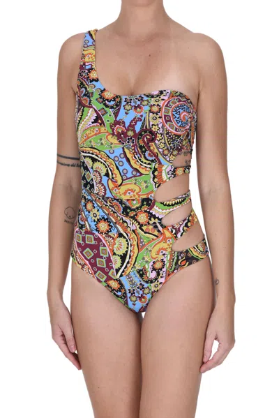 Miss Bikini One Shoulder Swimsuit In Multicoloured