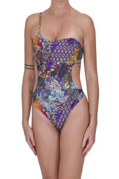 Miss Bikini Printed Bandeau Swimsuit In Multicoloured