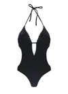 Miss Bikini Black Swimsuit With Front Cut-out In Blue
