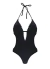 Miss Bikini Black Swimsuit With Front Cut-out In Blue