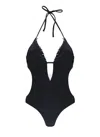 Miss Bikini Black Swimsuit With Front Cut-out In Blue